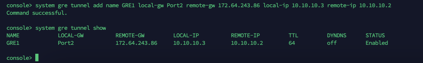 Access the CLI to configure a GRE tunnel